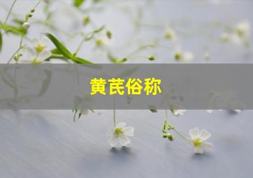 黄芪俗称