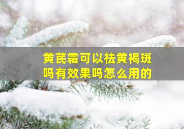 黄芪霜可以祛黄褐斑吗有效果吗怎么用的