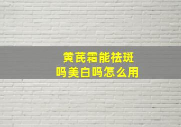 黄芪霜能祛斑吗美白吗怎么用