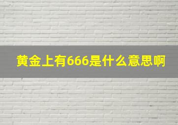 黄金上有666是什么意思啊