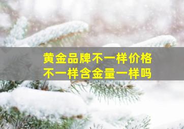 黄金品牌不一样价格不一样含金量一样吗