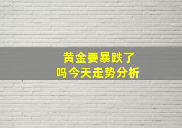 黄金要暴跌了吗今天走势分析