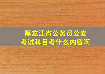 黑龙江省公务员公安考试科目考什么内容啊