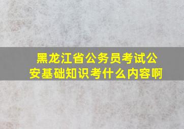 黑龙江省公务员考试公安基础知识考什么内容啊