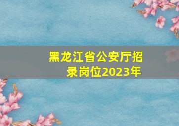 黑龙江省公安厅招录岗位2023年