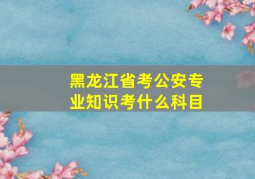 黑龙江省考公安专业知识考什么科目