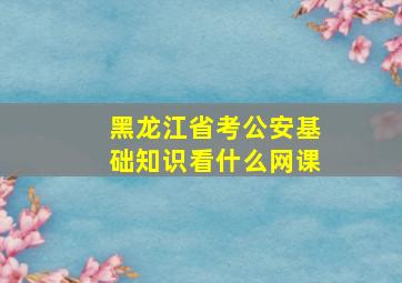 黑龙江省考公安基础知识看什么网课