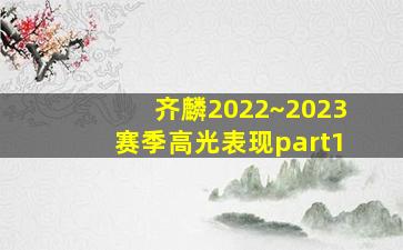 齐麟2022~2023赛季高光表现part1