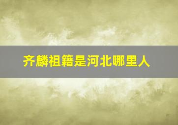 齐麟祖籍是河北哪里人